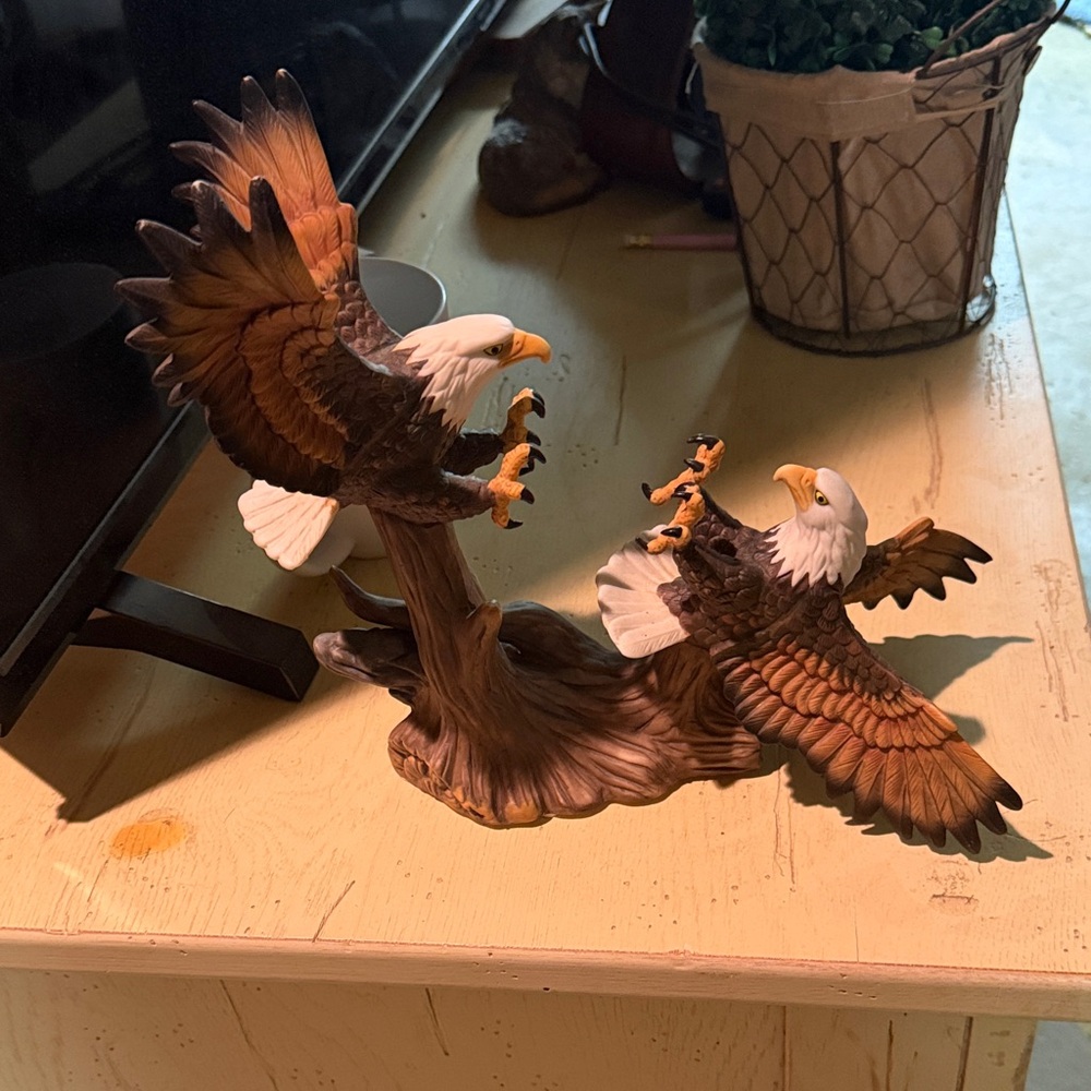 Brown and White Eagle Figurine Pair - Home Accents